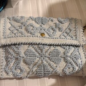 Elegant Blue and Cream Clutch